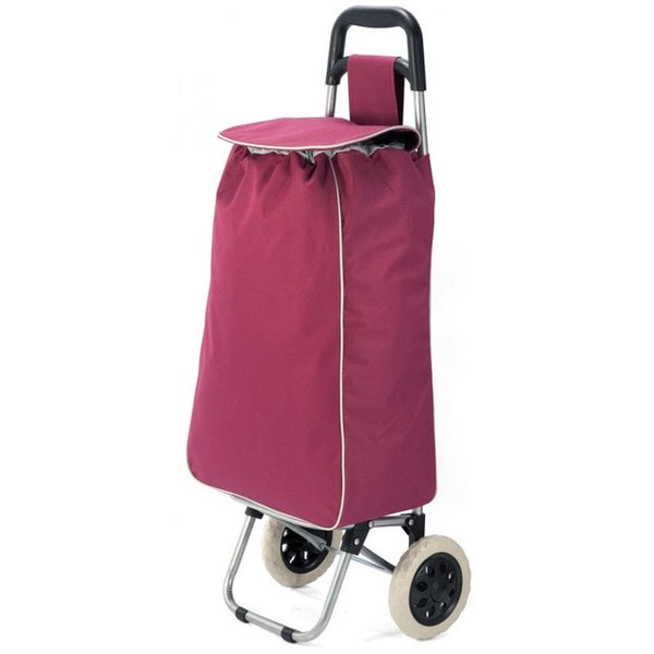 Market for polyester folding shopping trolley cart with wheels lightweight